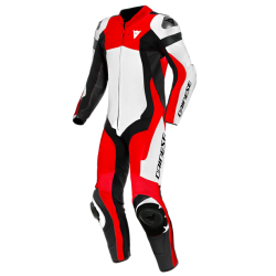 DAINESE ASSEN 2 1 PC. PERF. LEATHER SUIT  WEISS/LAVA-ROT/SCHWARZ