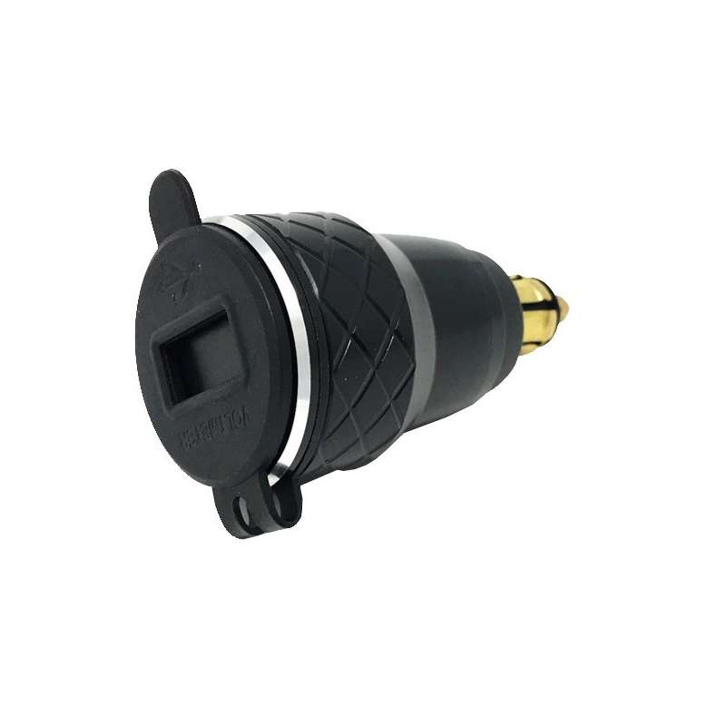 Interphone Adaptateur DIN Double USB 12V Alu + indicateur voltmètre
