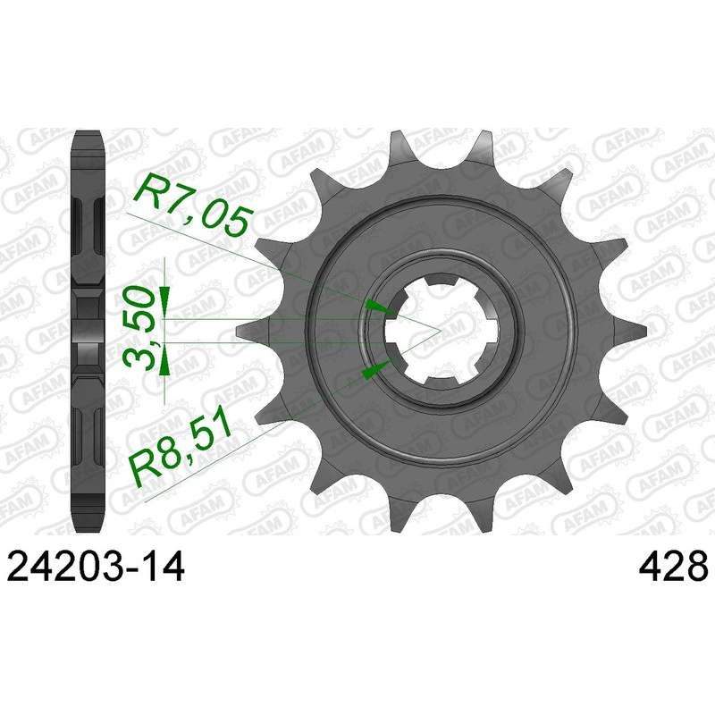 DC AFAM Pignon 428 avec 14 dents