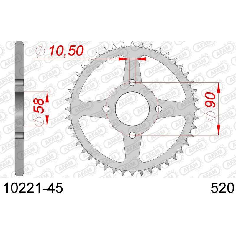 DC AFAM Couronne Inox 520 (45 dents)