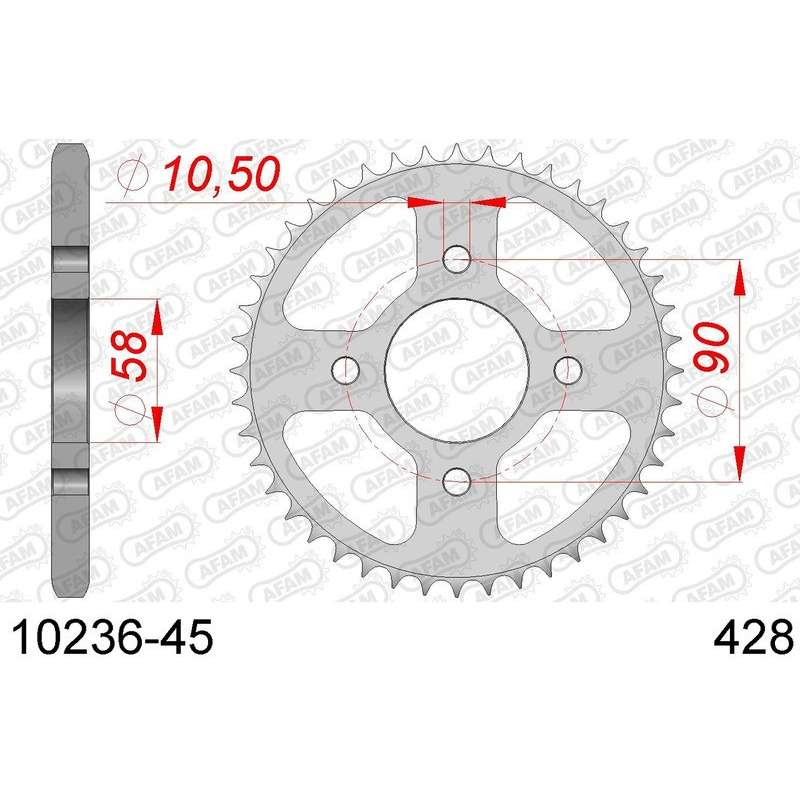 DC AFAM Couronne Inox 428 (45 dents)