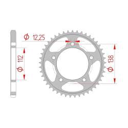 DC AFAM Couronne Inox 525 (38 dents)