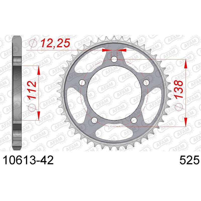 DC AFAM Couronne Inox 525 (42 dents)
