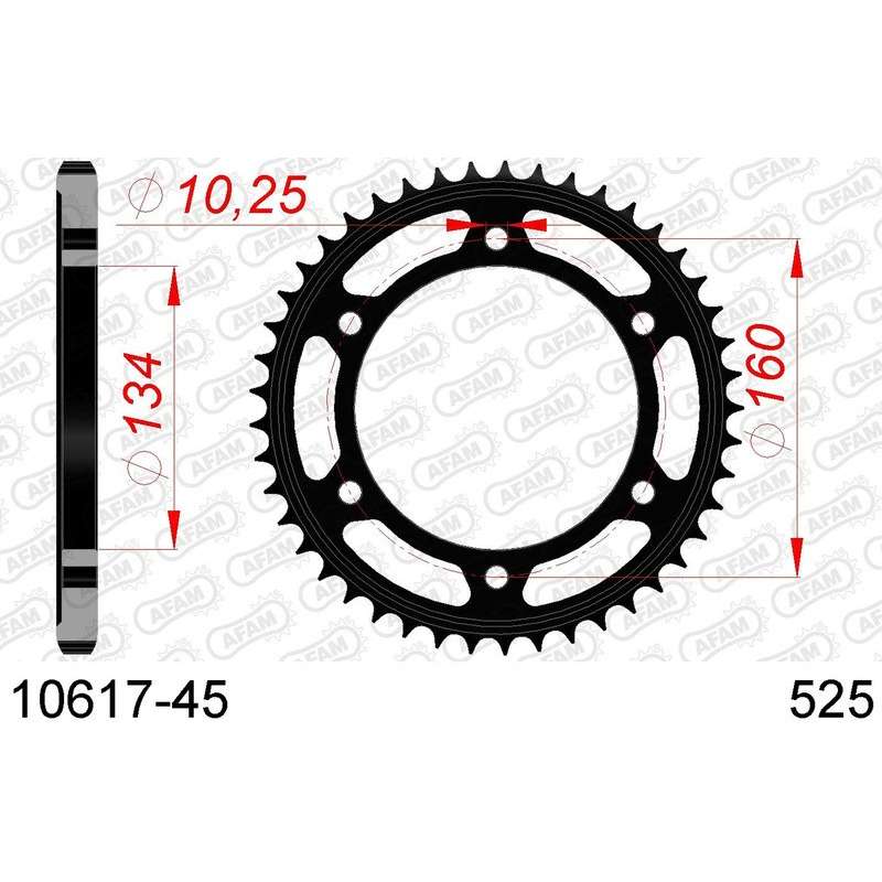 DC AFAM Couronne Inox 525 (45 dents)