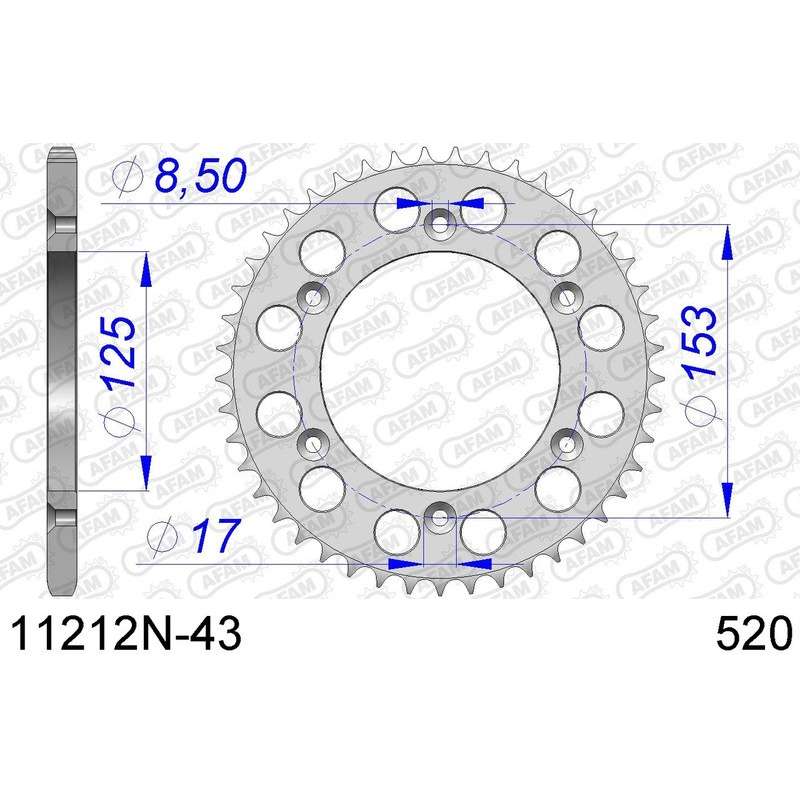DC AFAM Couronne Aluminium 520 (43 dents)