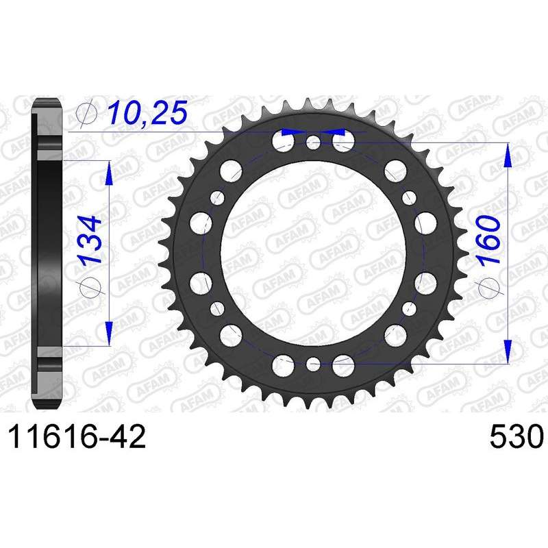 DC AFAM Couronne Aluminium 530 (42 dents)