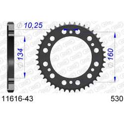 DC AFAM Couronne Aluminium 530 (43 dents)