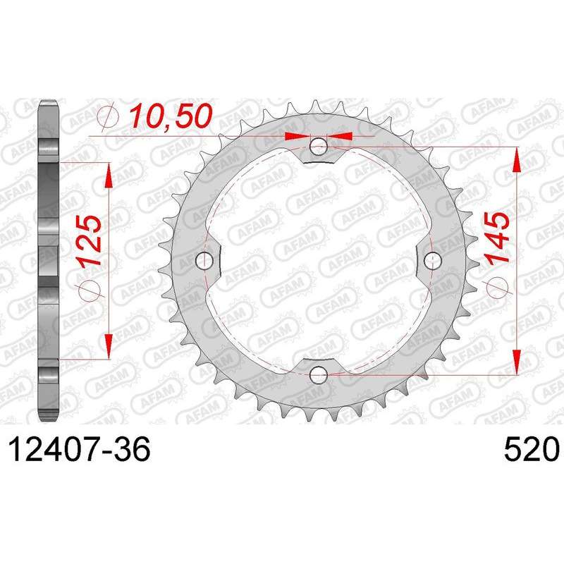 DC AFAM Couronne Inox 520 (36 dents)
