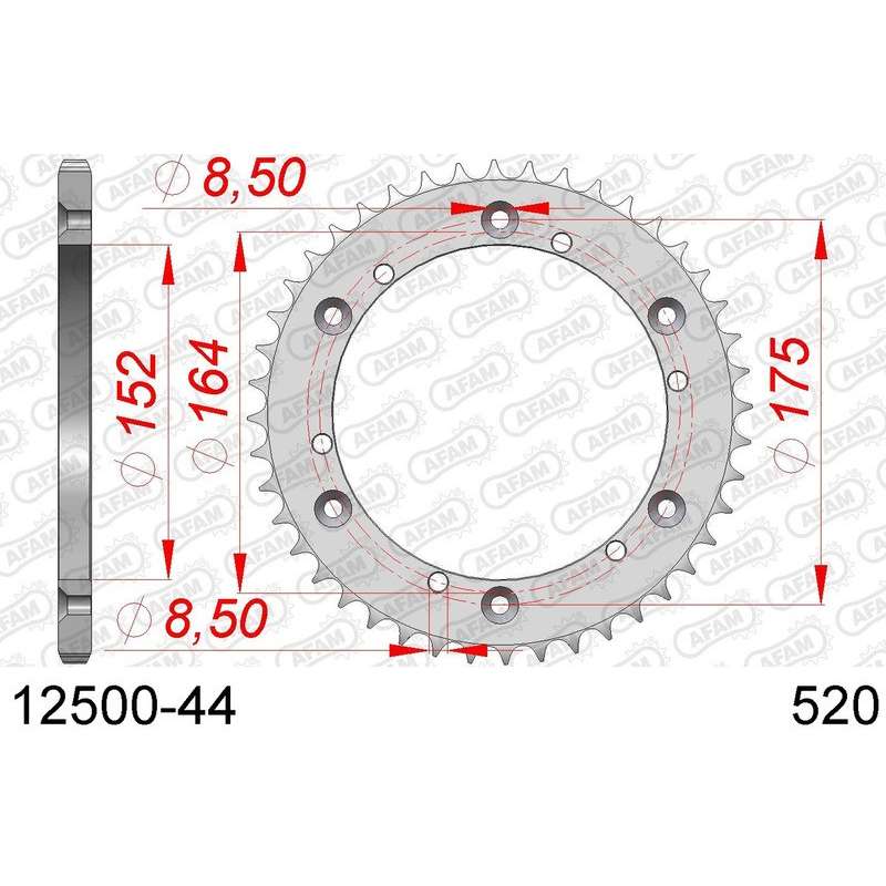 DC AFAM Couronne Inox 520 (44 dents)