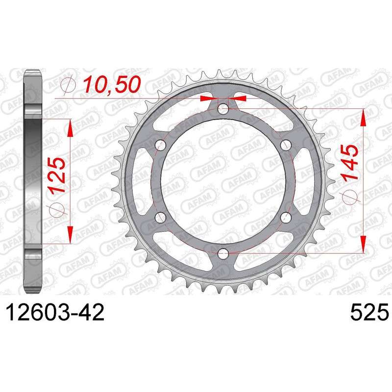 DC AFAM Couronne Inox 525 (42 dents)