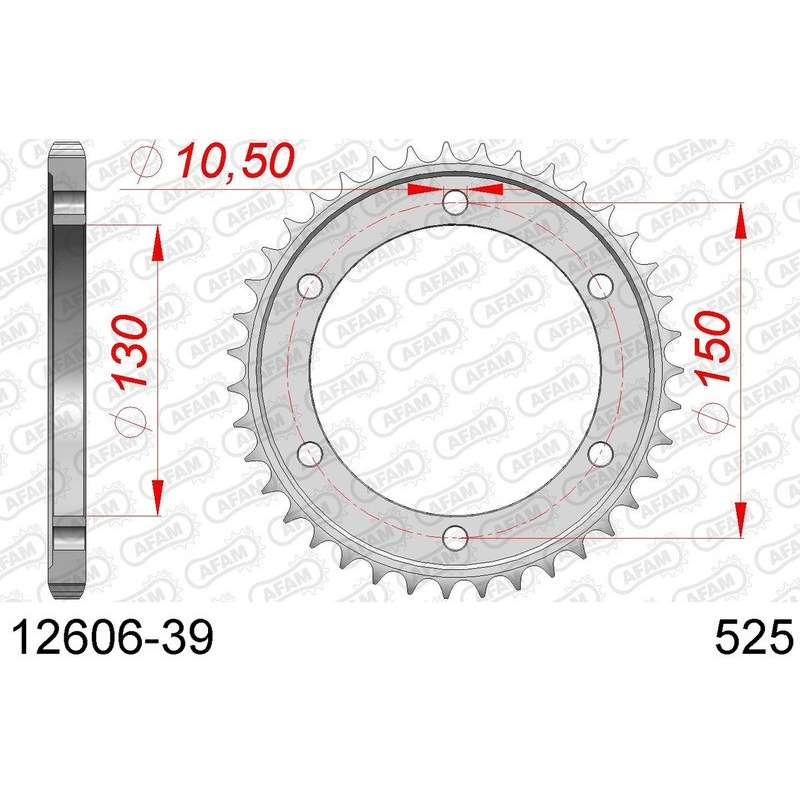 DC AFAM Couronne Inox 525 (39 dents)