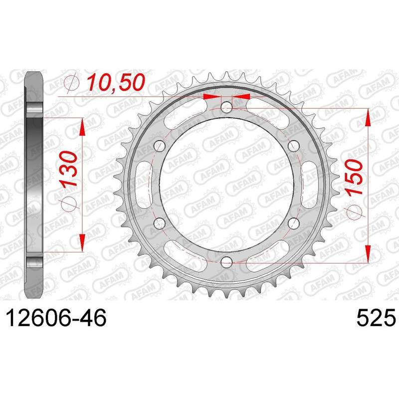DC AFAM Couronne Inox 525 (46 dents)