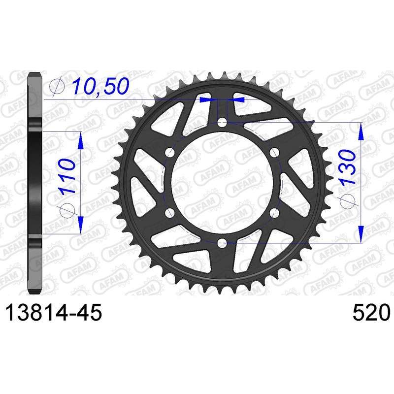 DC AFAM Couronne Aluminium 520 HARD (45 dents)