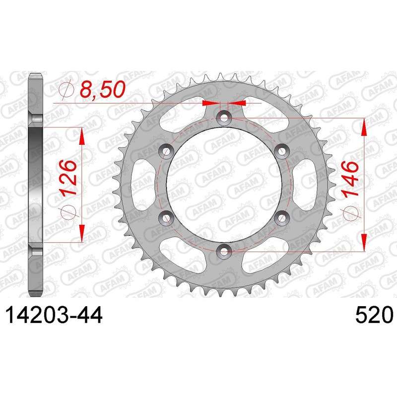DC AFAM Couronne Inox 520 (44 dents)