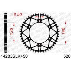 DC AFAM Couronne Inox 520 S/C (50 dents)