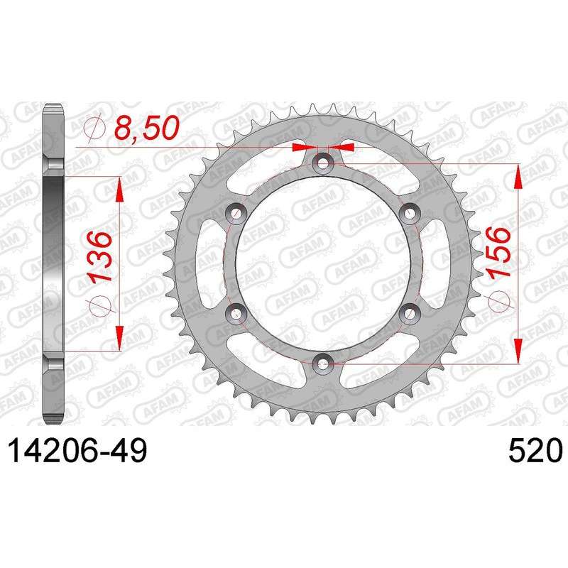DC AFAM Couronne Inox 520 (49 dents)