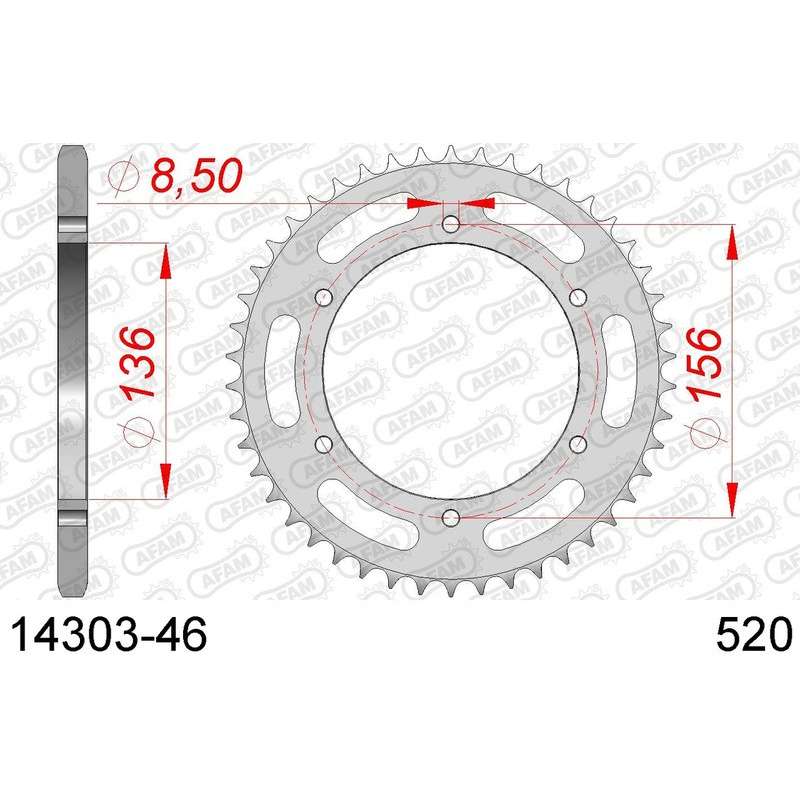 DC AFAM Couronne Inox 520 (46 dents)