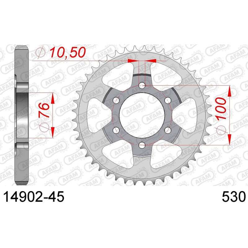 DC AFAM Couronne Inox 530 (45 dents)