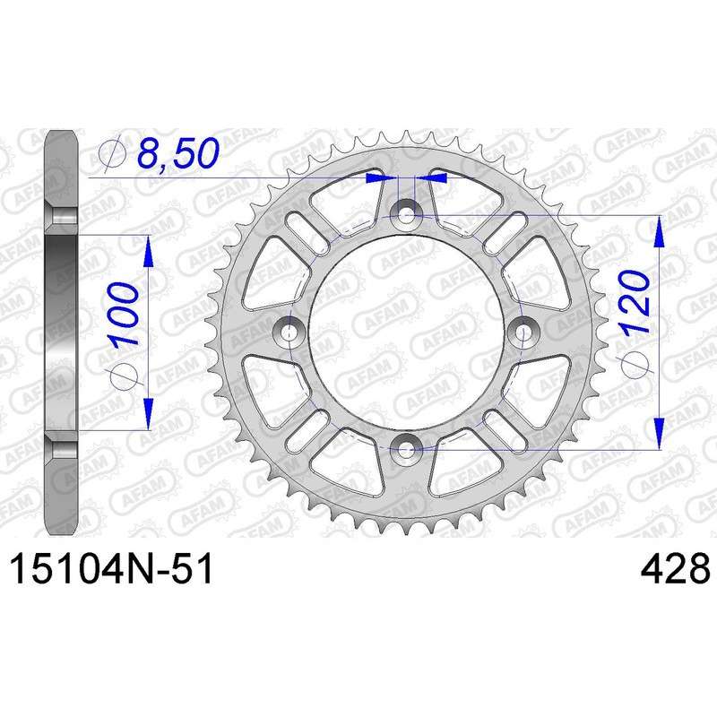 DC AFAM Couronne Aluminium 428 (51 dents)