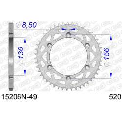 DC AFAM Couronne Aluminium 520 (49 dents)