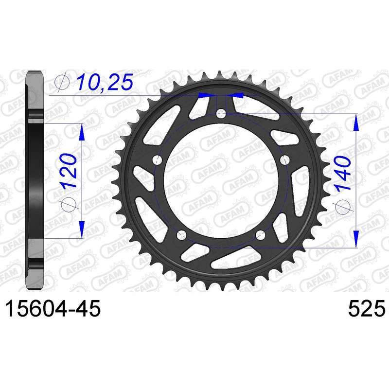 DC AFAM Couronne Aluminium 525 (45 dents)