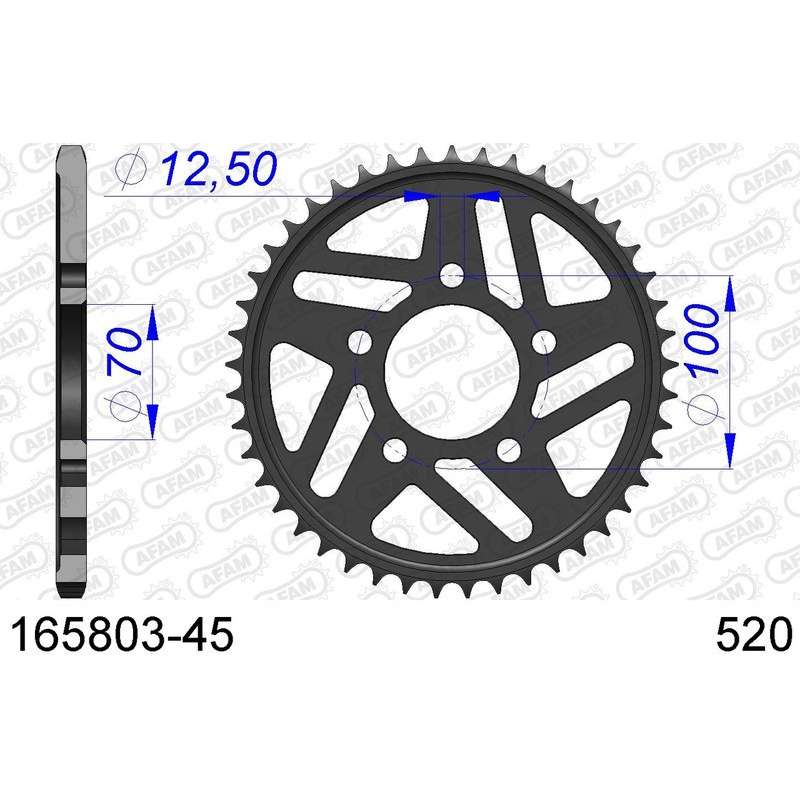 DC AFAM Couronne Aluminium 520 HARD (45 dents)