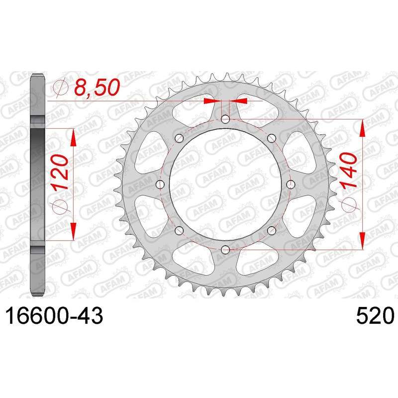 DC AFAM Couronne Inox 520 (43 dents)