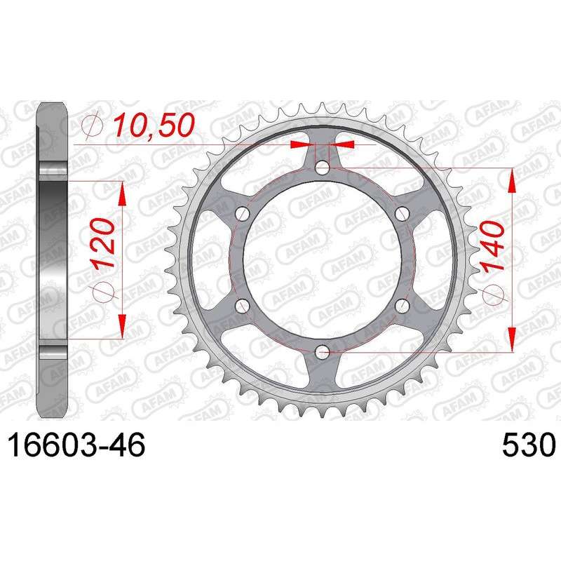 DC AFAM Couronne Inox 530 (46 dents)