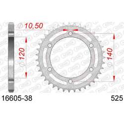 DC AFAM Couronne Inox 525 (38 dents)