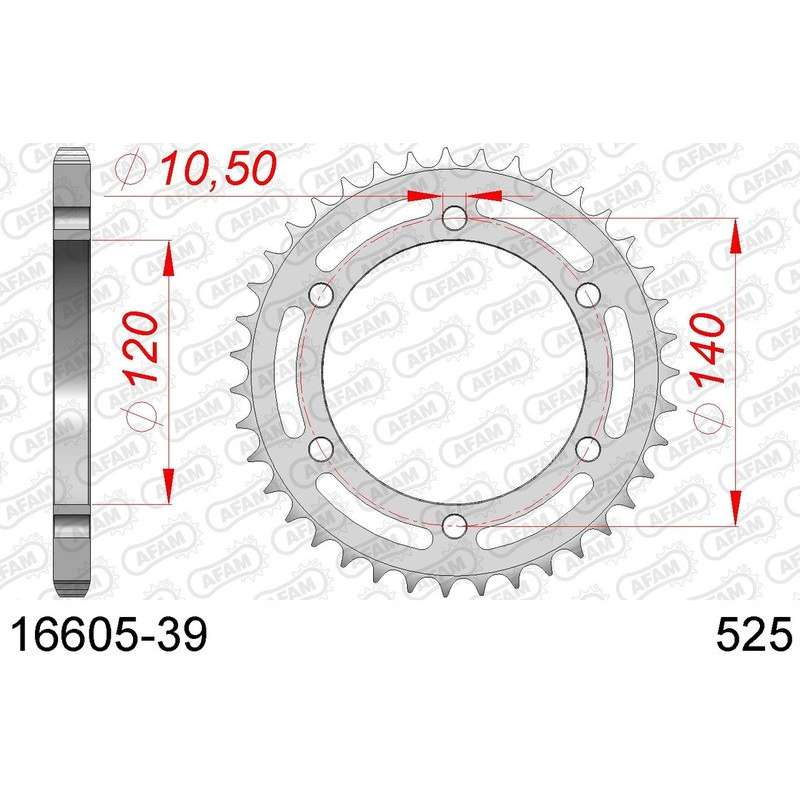 DC AFAM Couronne Inox 525 (39 dents)