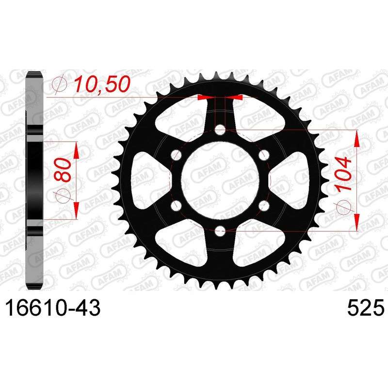 DC AFAM Couronne Inox 525 (43 dents)