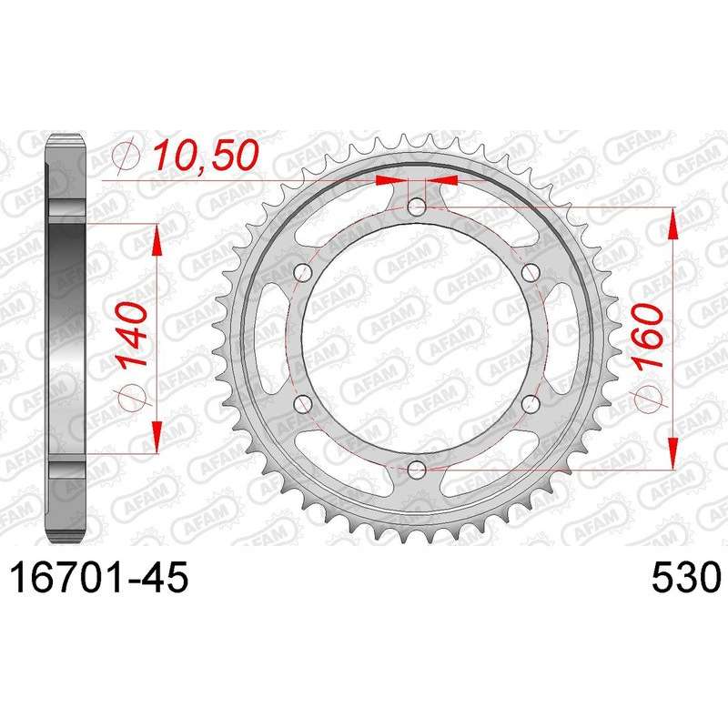 DC AFAM Couronne Inox 530 (45 dents)
