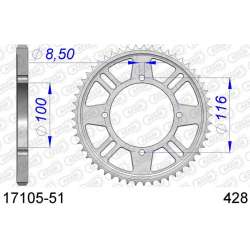DC AFAM Couronne Aluminium 428 S/C (51 dents)