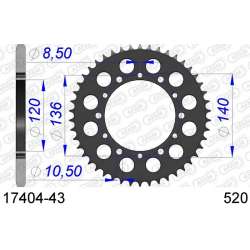 DC AFAM Couronne Aluminium 520 (43 dents)