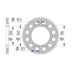 DC AFAM Couronne Aluminium 520 (43 dents)