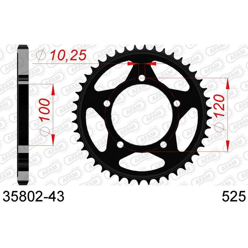 DC AFAM Couronne Inox 525 (43 dents)