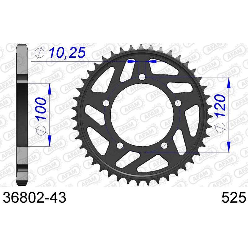 DC AFAM Couronne Aluminium 525 (43 dents)