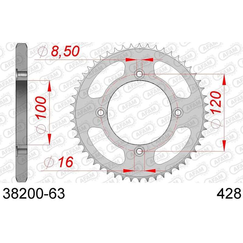 DC AFAM Couronne Inox 428 (63 dents)