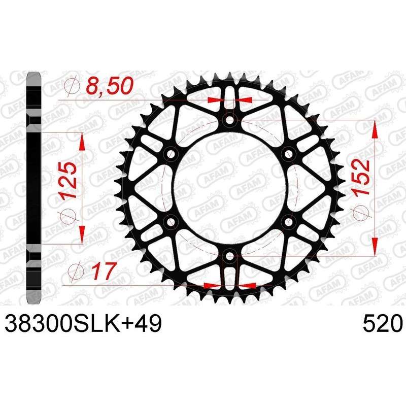 DC AFAM Couronne Inox 520 S/C 49 dents