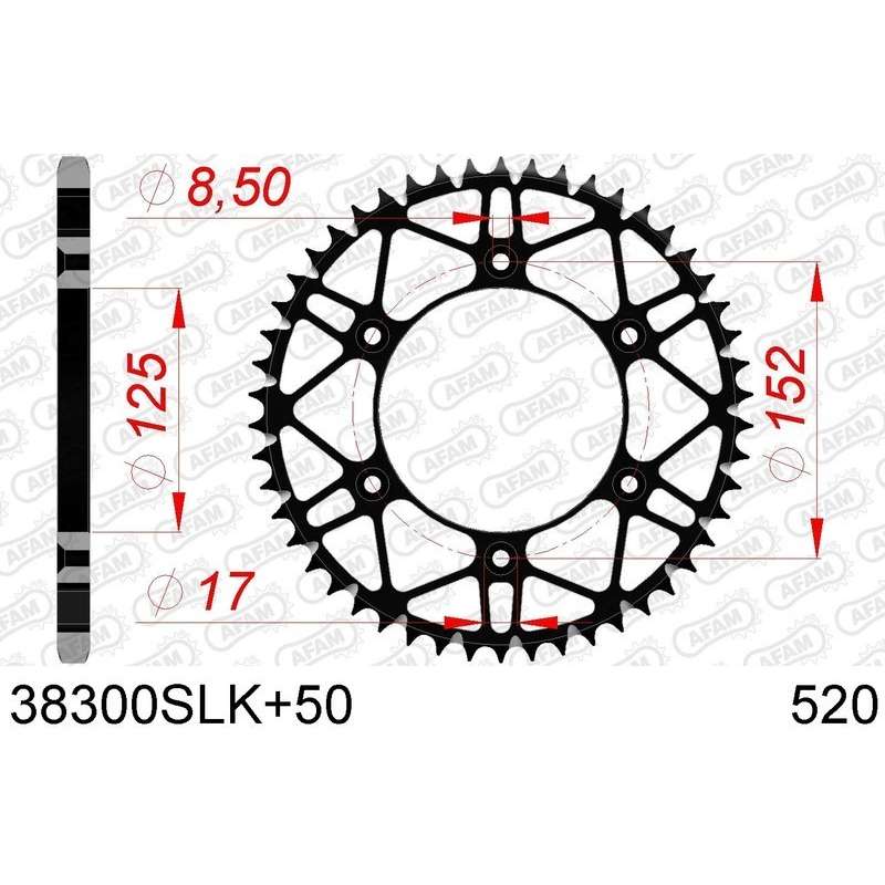 DC AFAM Couronne Inox 520 S/C 50 dents