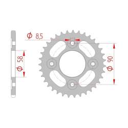 DC AFAM Couronne Aluminium 520 S/C (48 dents)