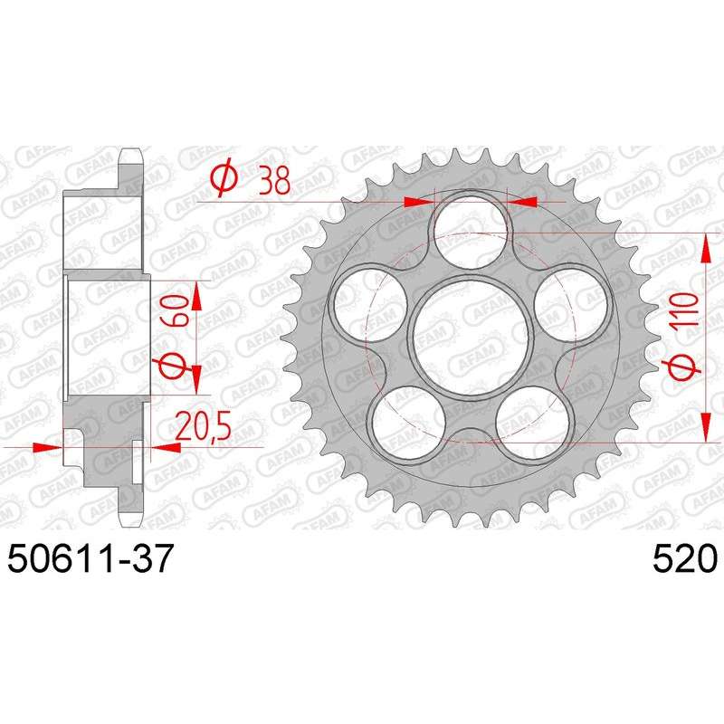 DC AFAM Couronne Inox 520 (37 dents)
