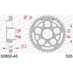 DC AFAM Couronne Inox 525 (45 dents)