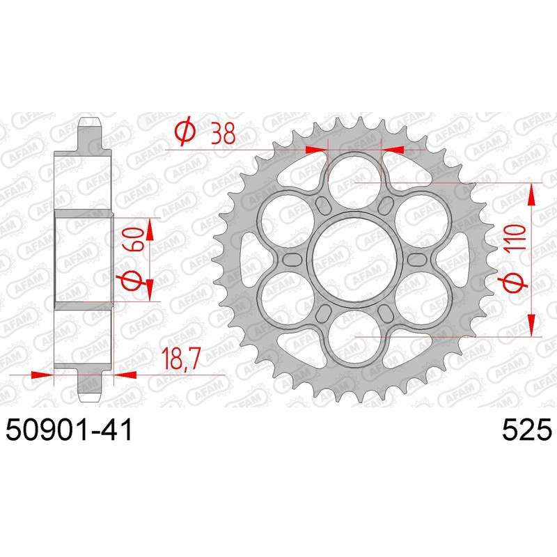 DC AFAM Couronne Inox 525 (41 dents)
