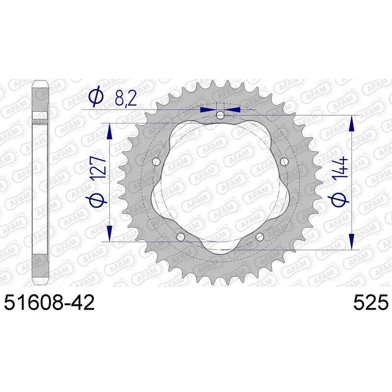 DC AFAM Couronne Aluminium 525 (42 dents)