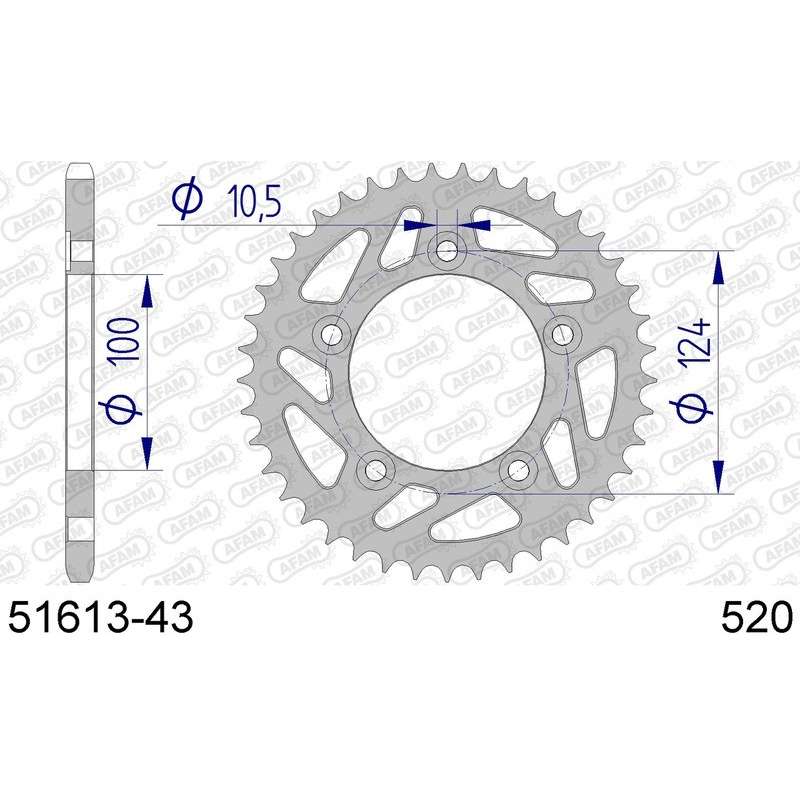 DC AFAM Couronne Aluminium 520 (43 dents)
