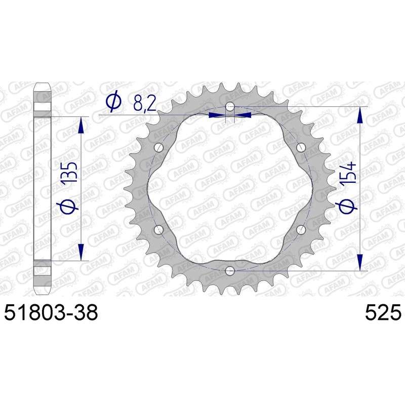 DC AFAM Couronne Aluminium 525 (38 dents)