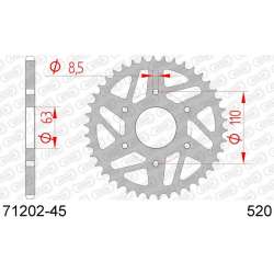 DC AFAM Couronne Inox 520 (45 dents)