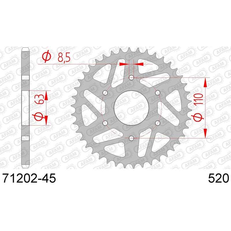 DC AFAM Couronne Inox 520 (45 dents)