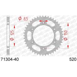 DC AFAM Couronne Inox 520 (40 dents)
